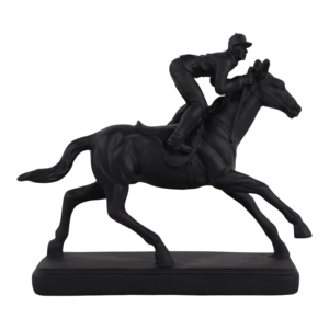 Statuetta di Cavallo e Jockey in Resina, Scultura per Arredamento Casa, Soggiorno, Ufficio, Bagno - Product Image 1