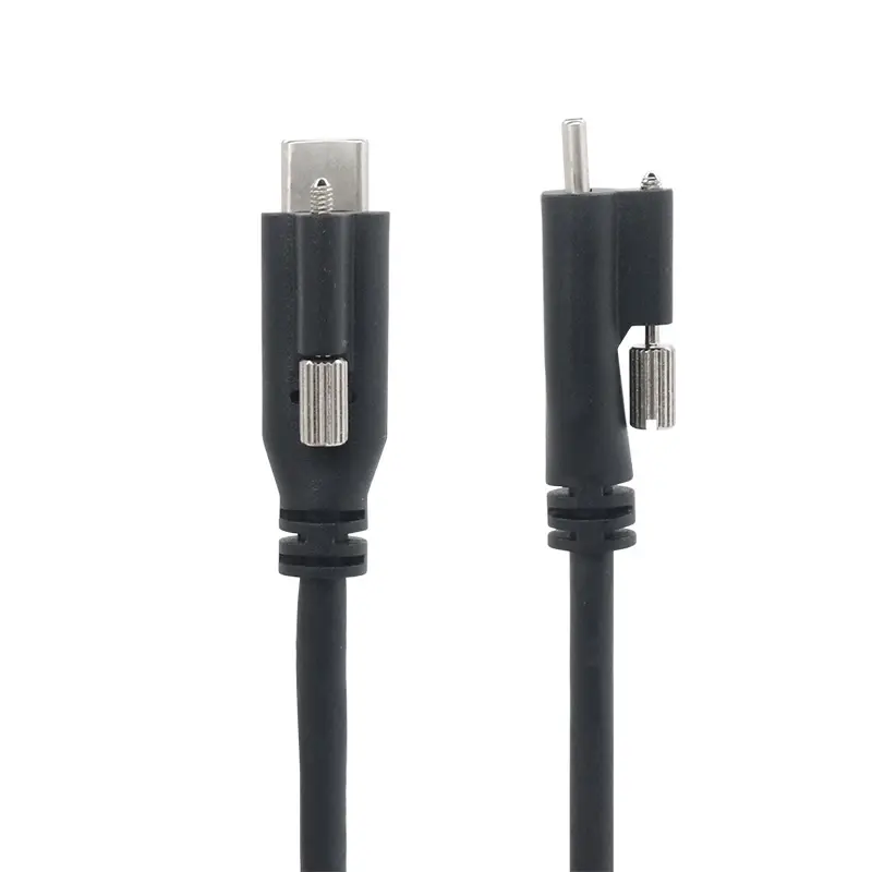 Kabel USB C Tipe-c Ke Tipe-c dengan Penguncian Sekrup Tunggal Kabel Data Pengisian Cepat Kabel Xxd-sekrup Perangkat Seluler Komputer Meja