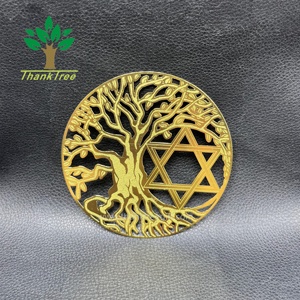 Stock di fabbrica souvenir religioso indiano regalo placcato oro seme della vita carta energetica in metallo - Product Image 3