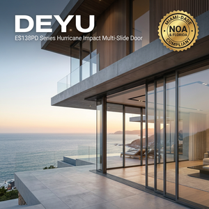 Porte <span class=keywords><strong>coulissante</strong></span> multi-panneaux DeYu conforme à la norme AS2047, résistante aux ouragans, certifiée selon le code de la Floride, avec quincaillerie allemande et verre lisse pour patio. - Product Image 1