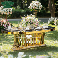 Forme ovale sirène pied de table en verre table de mariage en or pour restaurant