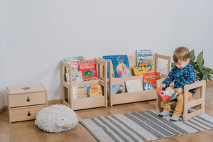 Étagère de rangement multifonctionnelle en bois pour enfants avec présentoir à livres, organisateur de jouets et compartiment pour vêtements, finition naturelle - Product Image 4
