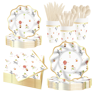Kit de vaisselle en papier sur le thème du cirque DAMAI, personnalisé et très vendu, pour les fêtes d'anniversaire, les décorations de fêtes, les ensembles de vaisselle de fête - Product Image 3