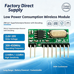 スーパーヘテロダイン RF 受信機モジュール、デコード機能付き 300-450M 低電力 2.6-10V 4 チャンネル出力、ガレージドア用マルチコード対応 - Product Image 1