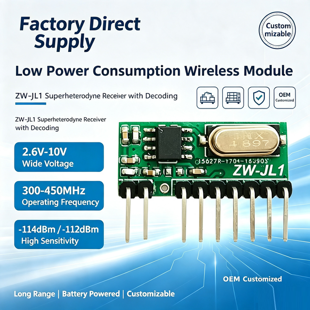 Superheterodyne RF Receiver Module With Decoding 300-450M Low Power 2.6-10V 4-Channel Output Support Multi-Code for Garage Door