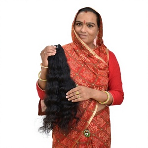 Venta al por mayor 100% doble trama natural suave ondulado indio templo extensiones de cabello humano cuerpo ondulado Remy pelo por fabricante - Product Image 1