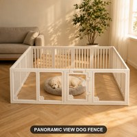 Barrière anti-évasion pour chien, enclos pour chiot d'intérieur, barrière transparente en HDPE pour animaux de compagnie avec porte coulissante, panneaux modulaires pour petits chiens à la maison