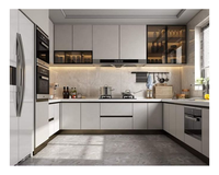 Armoire de cuisine en acier avec porte vitrée coulissante, design moderne, en promotion