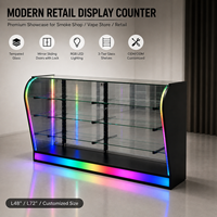 Vitrine Moderne pour Magasin de Cigarettes Électroniques avec Éclairage LED RGB, Porte Coulissante Incurvée en Acrylique Verrouillable pour Centre Commercial