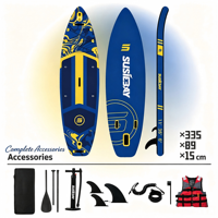 Planche de paddle gonflable SUP 335x89x15cm pour enfants, planche polyvalente renforcée en EVA PVC, pompe, sac de transport, pour océan, lac, eau