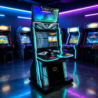 Bornes d'arcade rétro de combat vidéo personnalisables de 32 pouces à monnayeur, double joystick, 2 joueurs, avec fonction de poussée de pièces universelle