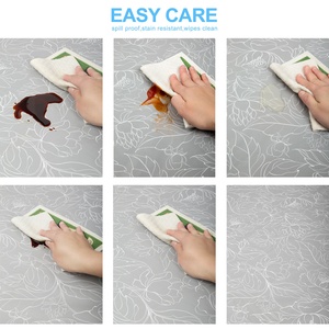 HuiHe - Cubierta de <span class=keywords><strong>Mesa</strong></span> Rectangular de PVC <span class=keywords><strong>con</strong></span> Diseño Floral Gris, 100% Impermeable, Protector de <span class=keywords><strong>Mesa</strong></span> para Eventos Comerciales - Product Image 3