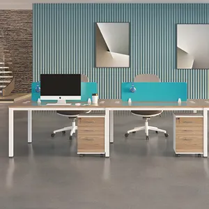 工厂批发4人开放式办公室工作站木制办公桌呼叫中心办公室隔间