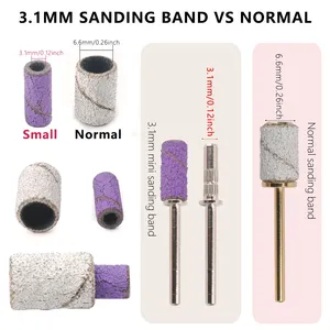 100 pièces Kits de mini-bandes abrasives de 3,1 mm, Embouts de ponceuse à ongles, Ensembles de mandrins, Accessoires de manucure électriques, Outil pour éliminer les peaux mortes - Product Image 4