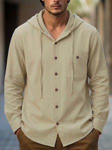 <span class=keywords><strong>Camicia</strong></span> Casual da <span class=keywords><strong>Uomo</strong></span> con Cappuccio in Misto Cotone e <span class=keywords><strong>Lino</strong></span>, Vestibilità Ampia, con Bottoni e Tasca sul Petto, Ideale per Vacanze e <span class=keywords><strong>Spiaggia</strong></span> Hawaiana - Produzione Jiaer - Product Image 4