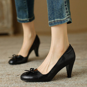 Zapatos de Novia Franceses Mary Jane para Mujer, Verano 2026, con Tacón Grueso, Tiras Cruzadas Transpirables y Cuero Genuino - Product Image 2