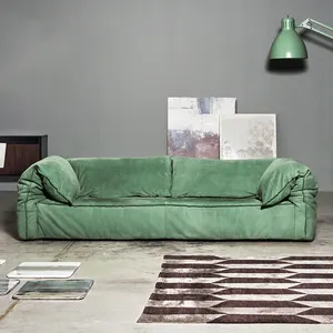 Американский стиль мягкий классический диван кожаный роскошный отель мебель современный светлый цвет диван
