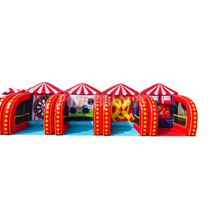Structure gonflable de <span class=keywords><strong>cirque</strong></span> rouge de qualité commerciale, combo de jeux de carnaval 5 en 1, jeux sportifs interactifs pour la location d'événements et de fêtes - Product Image 1