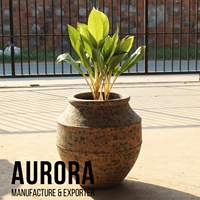 Nouvelle conception, pots de jardin en céramique émaillée de style européen rustique jaune atlantique, étiquette personnalisée, pour la maison, 10 pièces