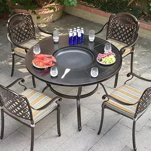 Antique Ceramic Garden Cast Aluminum Patio Outdoor Metal Balcony Furniture Iron Bistro For Garden Table And Chairs Sofa Set