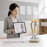 Trophée Couronne Personnalisé Or Argent, Récompense Métallique Sur Mesure avec Gravure en Relief Blé, Fabrication OEM ODM Directe Usine, Trophées Personnalisés