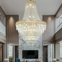 Projet d'éclairage de hauts plafonds de villas décoratives de lustre long d'escalier fait sur commande de hall d'hôtel