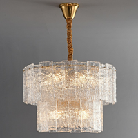 Lustre moderne élégant en cuivre doré de luxe avec verre transparent à LED pour restaurant, salon, maison, luminaire décoratif suspendu