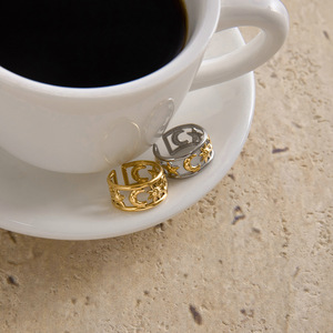 Star <b>Moon</b> Openwork <b>Ring</b> 18K Gold Stainless Steel Unisex Fashion Jewelry Gift - Product Image 4