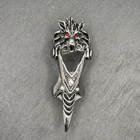 Bague double gothique exagérée en forme de crâne, incrustée de diamants, en acier inoxydable, vintage, à bouche fermée, pour auto-défense, style hipster