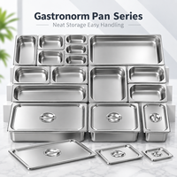EU&US Edelstahl GN-Behälter Gastronorm-Behälter Stapelbare Buffet-Dampftischpfanne mit Deckel für Restaurant-Lebensmittellagerung