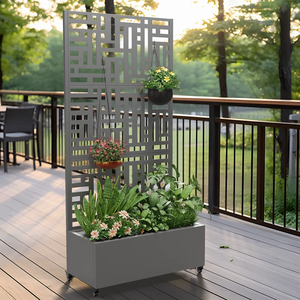 Écran de confidentialité personnalisé pour l'extérieur avec jardinière Panneau de confidentialité en métal et lit de jardin surélevé pour jardin, patio, piscine et bain à remous Noir - Product Image 5