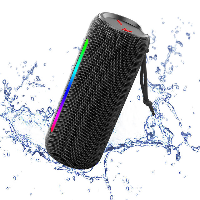 Outdoor Waterproof Speaker Wireless Fabric Portable with Super Bass Active HiFi Stereo Woofer RGB Light