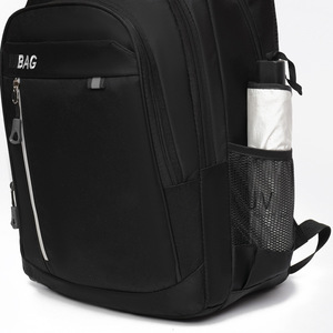MIBAG Laptop <b>Backpack</b> Large Capacity Business Travel Men's Shoulder Bag Solid Color <b>Black</b> - Product Image 3