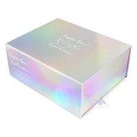 Boîte cadeau personnalisée nouvelle tendance emballage de sel de bain boîte de papier holographique magnétique irisé pour sous-vêtements durs avec insert en satin