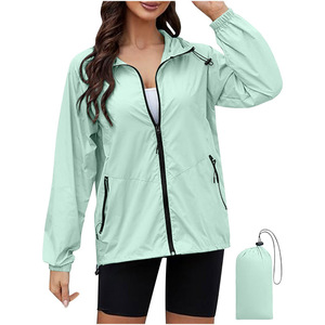 Fabricant prix d'usine personnalisé femmes imperméable léger réutilisable mode veste <span class=keywords><strong>de</strong></span> <span class=keywords><strong>pluie</strong></span> coupe-vent extérieur randonnée manteau <span class=keywords><strong>de</strong></span> <span class=keywords><strong>pluie</strong></span> - Product Image 3