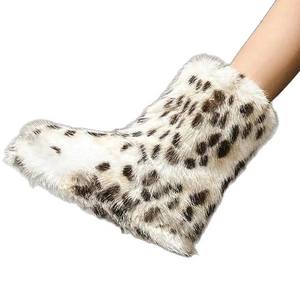 Chaussons d'intérieur pour femmes 2026, antidérapants, respirants, chauds, en coton pailleté, fourrure épaisse, bottes mi-longues en fourrure, thermiques pour l'hiver - Product Image 5