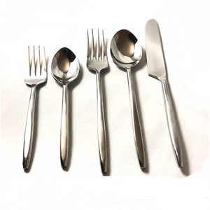 Vente en gros de couverts de restaurant en argent cuillères à dîner fourchettes et couteaux en acier inoxydable à manche rond ensemble de couverts pour mariage - Product Image 1