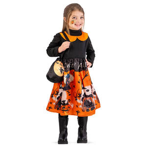 Costume da strega zucca con borsa per ragazze, taglia 4-5 anni - Product Image 1