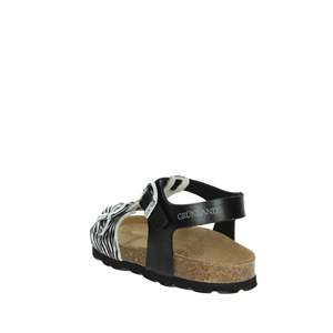 Sandalias planas Grunland para niña SB1138-70, color negro, plateado, con estampado de cebra - Product Image 2