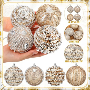 Boules de Noël colorées en mousse peinte, décorations pour arbre de Noël, ensemble de décoration - Product Image 5