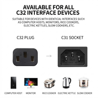 Cable de Alimentación Argentino Certificado por IRAM, 3 Puntas a IEC C13, Cobre Puro, 250V, IP44, para Olla Arrocera, Computadora de Escritorio, 1.5M