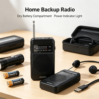 Radio portable classique noire AM FM double bande avec son clair pour la maison et l'extérieur