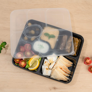 NOVISON Modern <b>Plastic</b> 5-Compartment Meal Prep Container BPA Free Microwavable Disposable Food Storage with Lid - Product Image 4