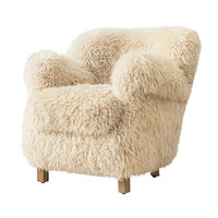 Fauteuil d'appoint individuel classique américain en peau de mouton, dossier ailé, style rustique, en bois, pour salon de villa de luxe