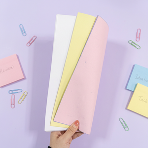 Papel NCR de 3 Capas CB CFB CF, 48-55 g/m², Papel Autocopiativo de Pulpa Virgen Blanco, Rosa y Amarillo para Impresión por Computadora, Imagen Azul - Product Image 1