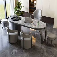 Table à thé en ardoise avec structure métallique intégrée, ensemble de chaises de bureau Kung Fu pour la préparation du thé, mobilier de maison minimaliste de luxe léger pour balcon