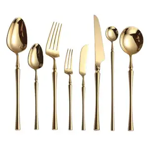 18/8หรูหรารอยัลโลหะนำมาใช้ใหม่ชุบทอง Flatware ชุบ Pvd 304ทองชุดช้อนส้อมมีด Cubiertos ช้อนส้อมสแตนเลส