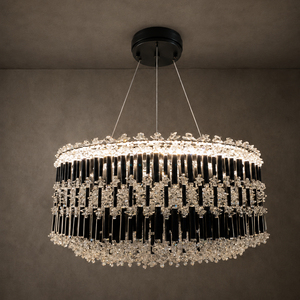 Elegante Lámpara de Techo de Cristal en Capas Ovaladas con Cable de Suspensión Flexible para Vestíbulo de Hotel o Sala de Estar - Product Image 3