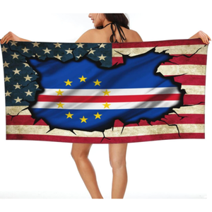 Serviette de plage en microfibre imprimée avec l'emblème national du <span class=keywords><strong>Cap</strong></span>-<span class=keywords><strong>Vert</strong></span> et des États-Unis, motif drapeau, pour la salle de bain familiale et l'hôtel - Product Image 5