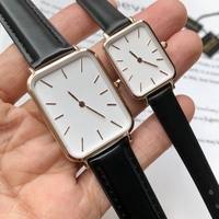 Montres de couple originales de marque DW, design minimaliste et simple, carrées, en acier inoxydable avec bracelet milanais